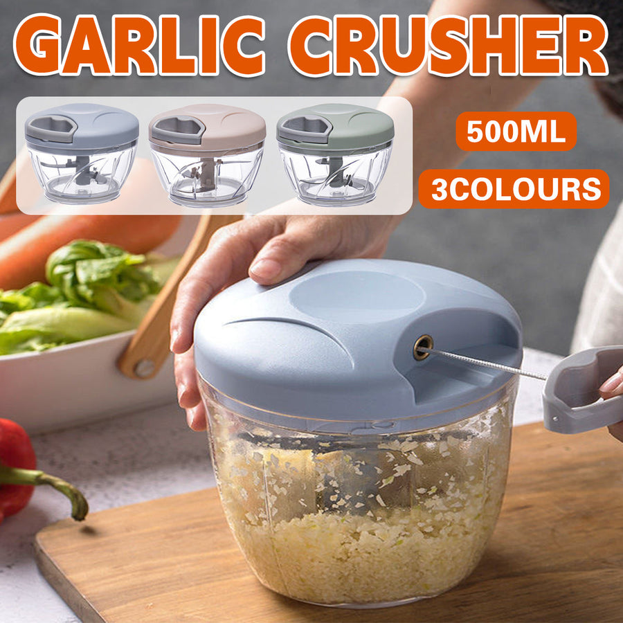 500ml Manual Meat Mincer Garlic Chopper Rotate Garlic Press Crusher Vegetabl - Green