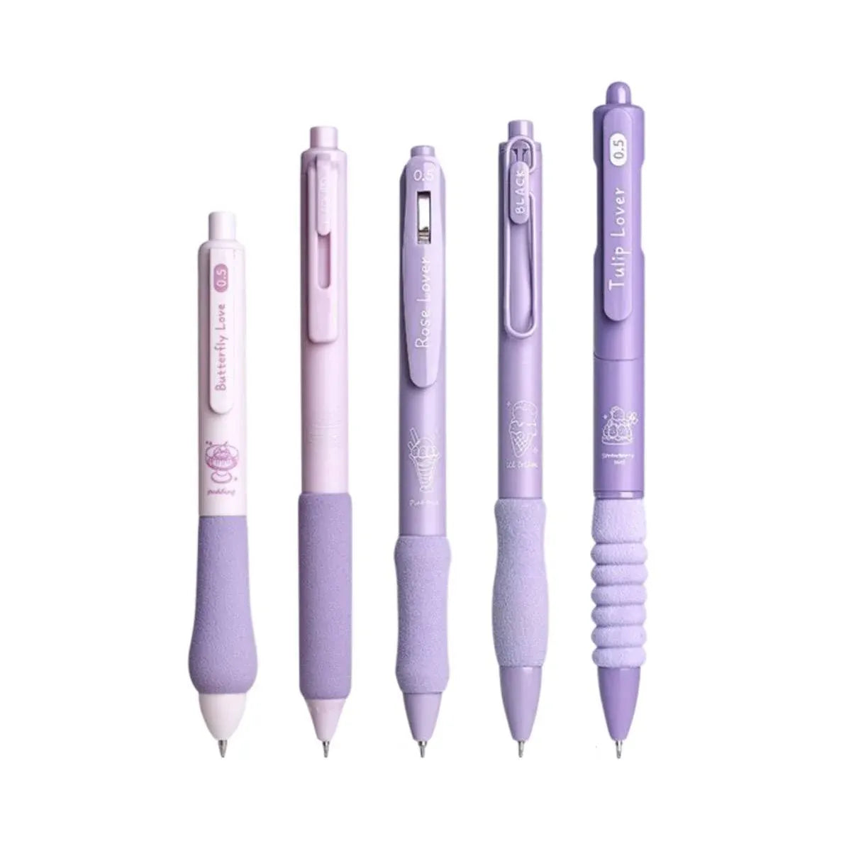5pcs Quick Dry Ballpoint Pen Smooth Writing Instrument Office School Supplies - Purple