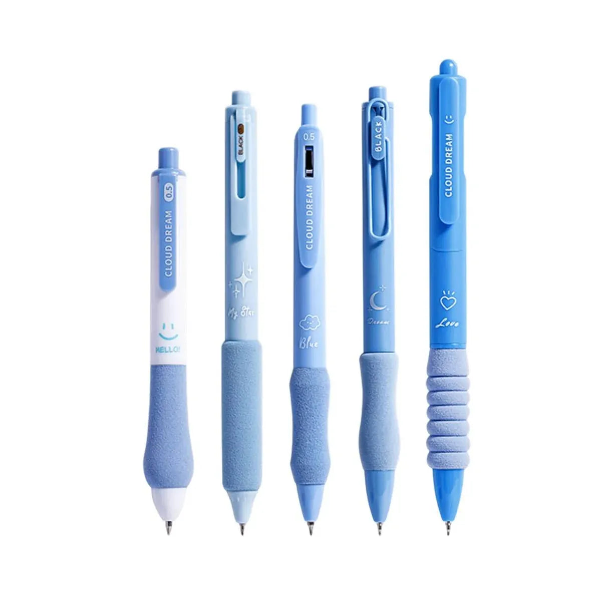 5pcs Quick Dry Ballpoint Pen Smooth Writing Instrument Office School Supplies - Blue