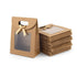 24PCS Kraft Paper Gift Bag Window Handheld Bow Clamshell Packaging Shopping Bag - 16x12x6cm