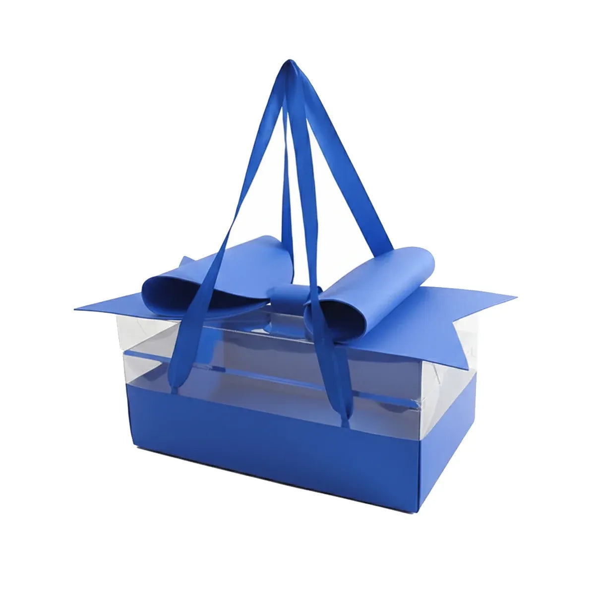 5PCS Bow Gift Box Transparent PVC Design with Ribbon Wedding Party Favor Boxes - Blue