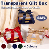 Acrylic Gift Box Clear Souvenir Display Case Bow Storage Container for Packaging - Champagne - L