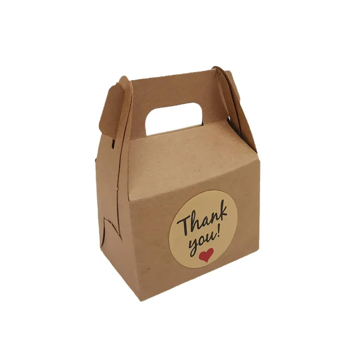 3 Packs Handheld Kraft Paper Gift Boxes with Thank-you Stickers Party Favor Use - Kraft