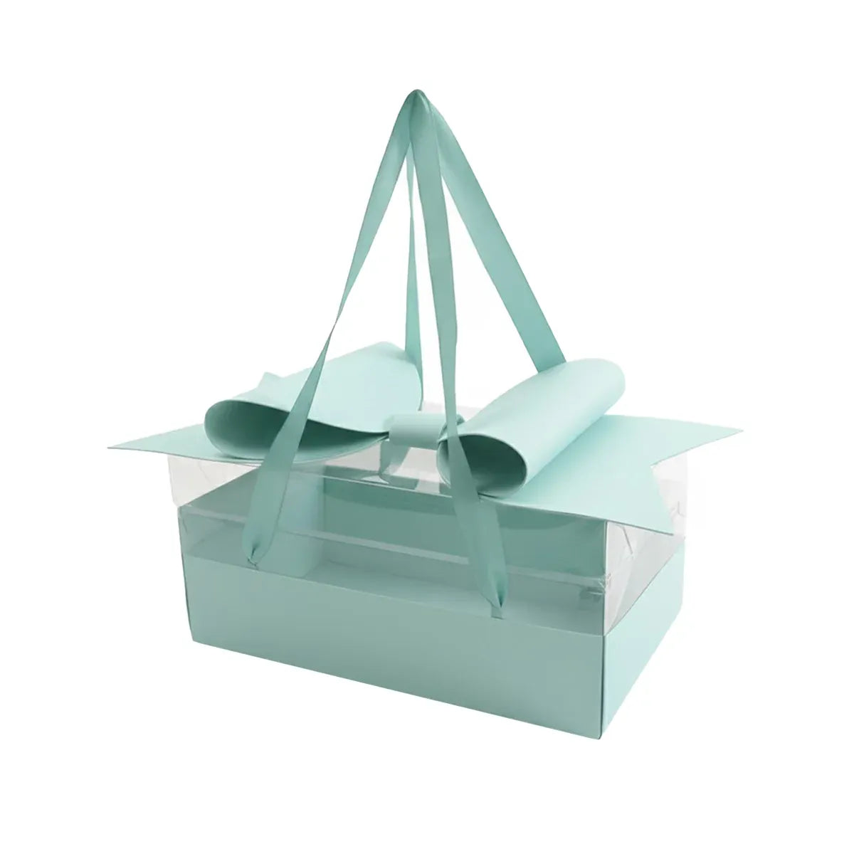 5PCS Bow Gift Box Transparent PVC Design with Ribbon Wedding Party Favor Boxes - Light blue