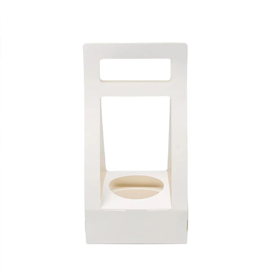 30PCS Flower Gift Packaging Boxes with Handle Durable Birthday Wedding Favors - White