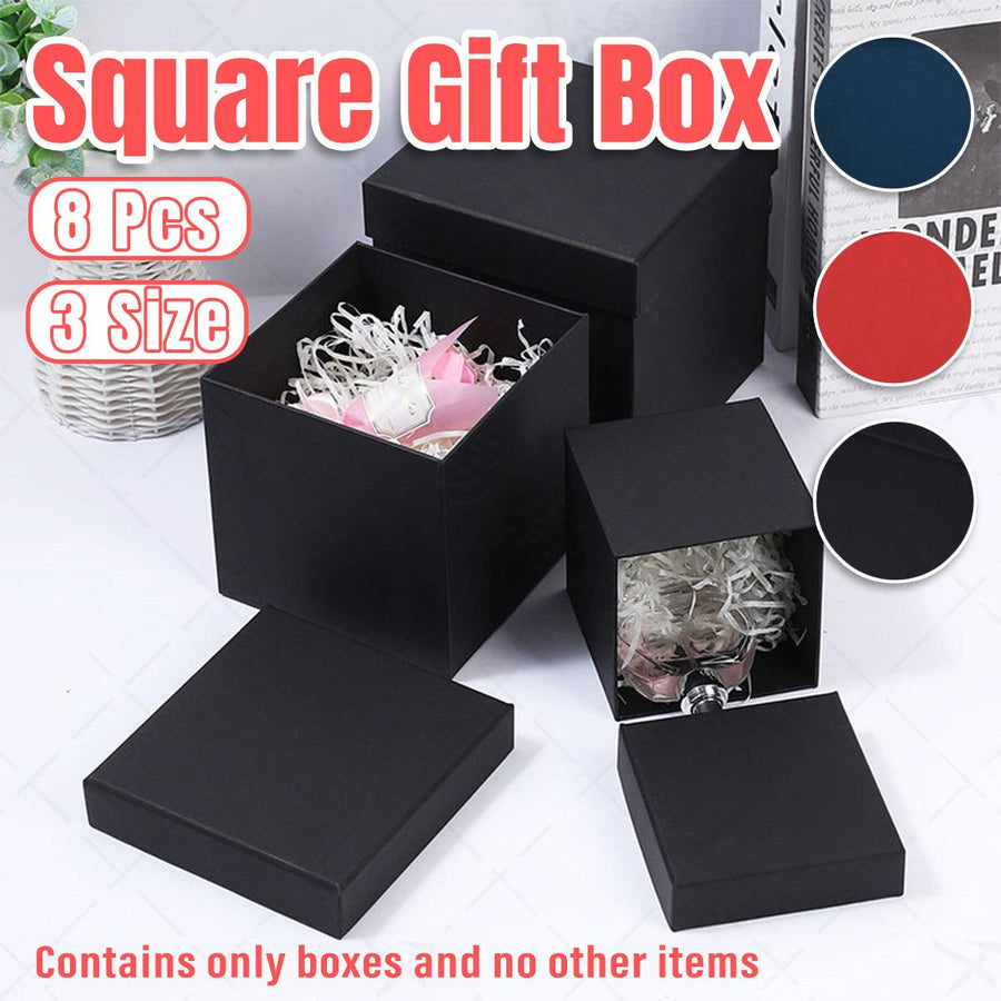 Square Gift Boxes 8pcs Empty Packaging Boxes for Favour Party Wedding Storage - Red-20x16.5cm