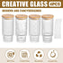 4PCS 11OZ Juice Cup with Lid and Straw Creative Glass Drink Cup for Home Office