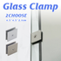Shower Glass Clip Single Hole Square Bracket Partition Bathroom Accessories - Nickel