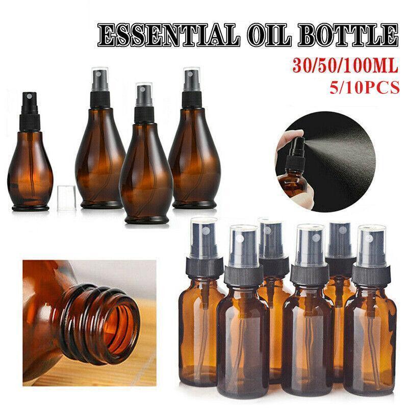 30-100Ml Amber Glass Essential Oil Spray Roller Bottles Mist Sprayer Containers - Upgrade 30 ML 10PCS