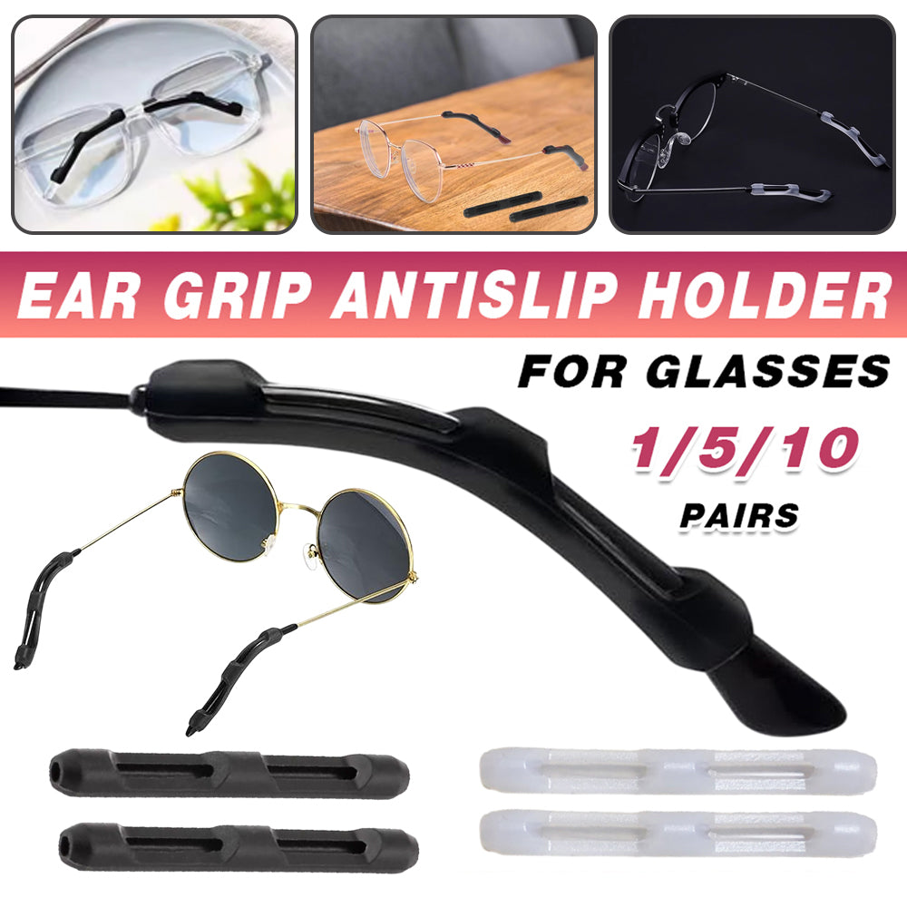 Silicone Eyeglasses Temple Hook Anti Slip Ear Grip Tips Holder for Glasses Spectacles - Transparent 2pairs