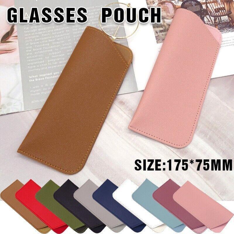 Pu Leather Eyeglass Sunglasses Reading Glasses Case Soft Pouch Bag Pocket - Grey