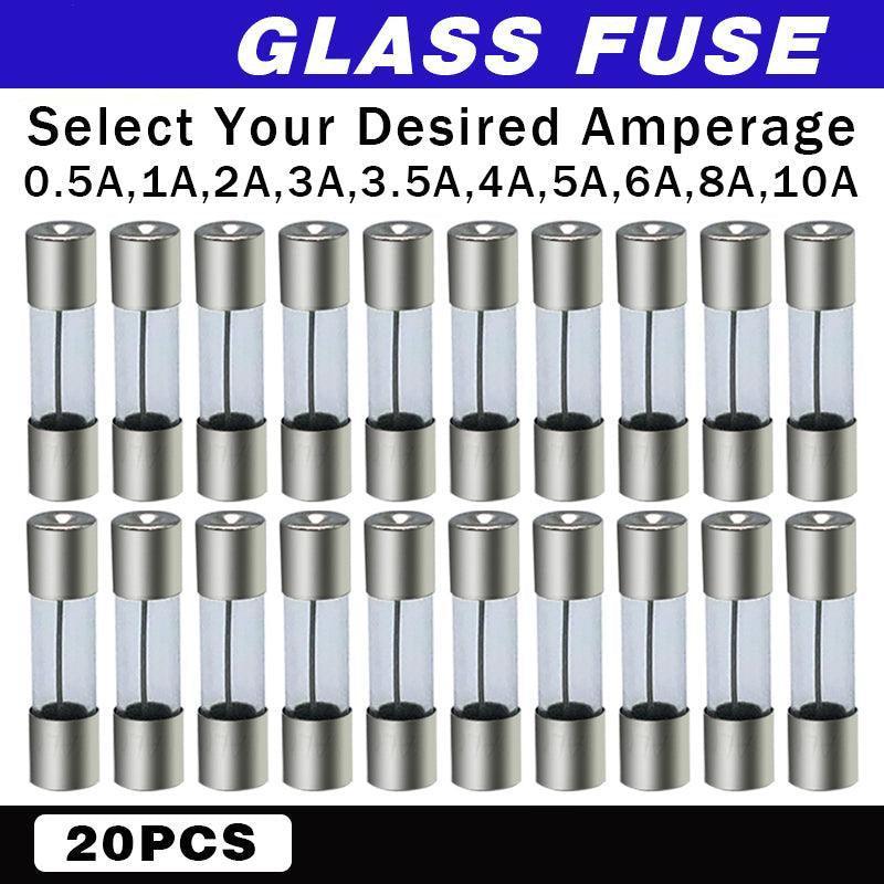 20Pcs M205 Glass Fuse 5Mm X 20Mm Slow Blow 250V / Select From 0.5A To 10A  Amp - 20PCS F6A