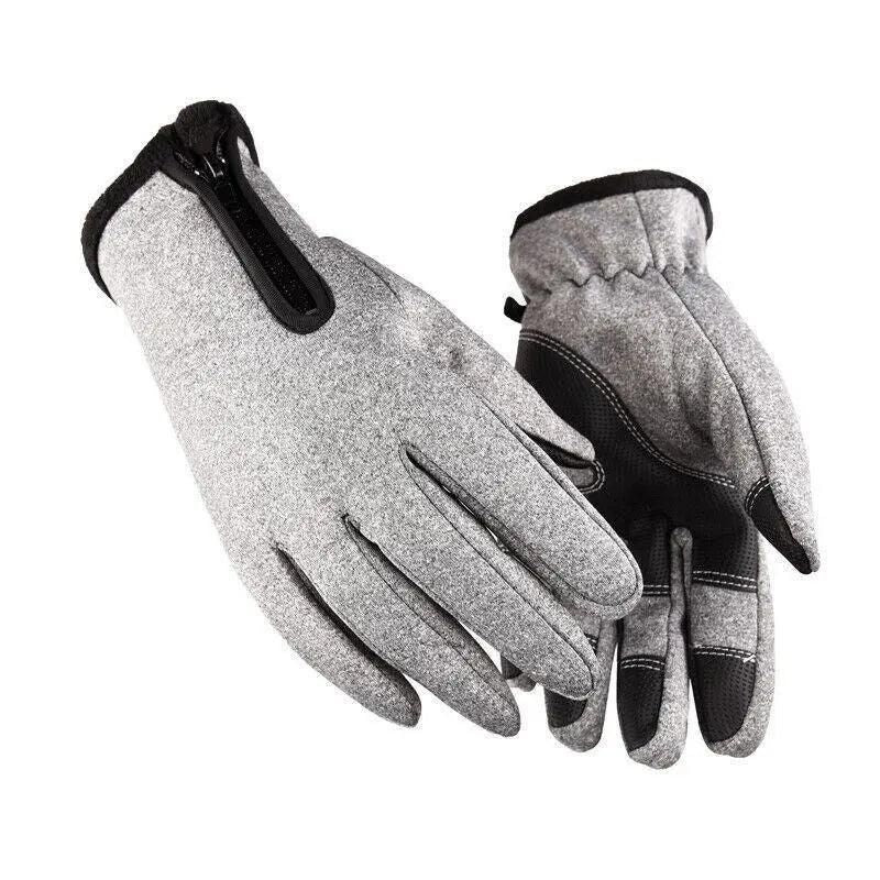 Winter Warm Windproof Waterproof Anti-Slip Thermal Touch Screen Gloves Unisex M Size - Grey