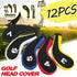 12Pcs Golf Head Cover Iron Putter Driver Headcover Protective Set Club Covers - Black