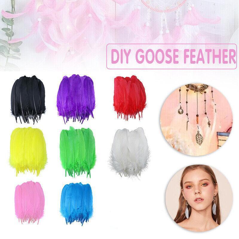 50X Craft Feathers Goose Feather Diy Art Party Decoration Wedding Dream Catcher - Blue