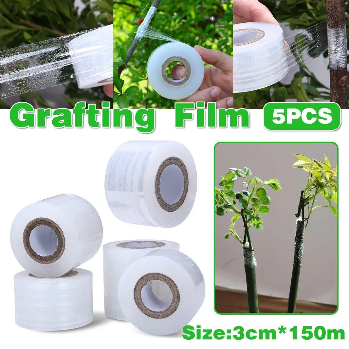 5pcs Self-Adhesive Grafted Fruit Tree Wrap Film Plastic Tape Gardening Tools