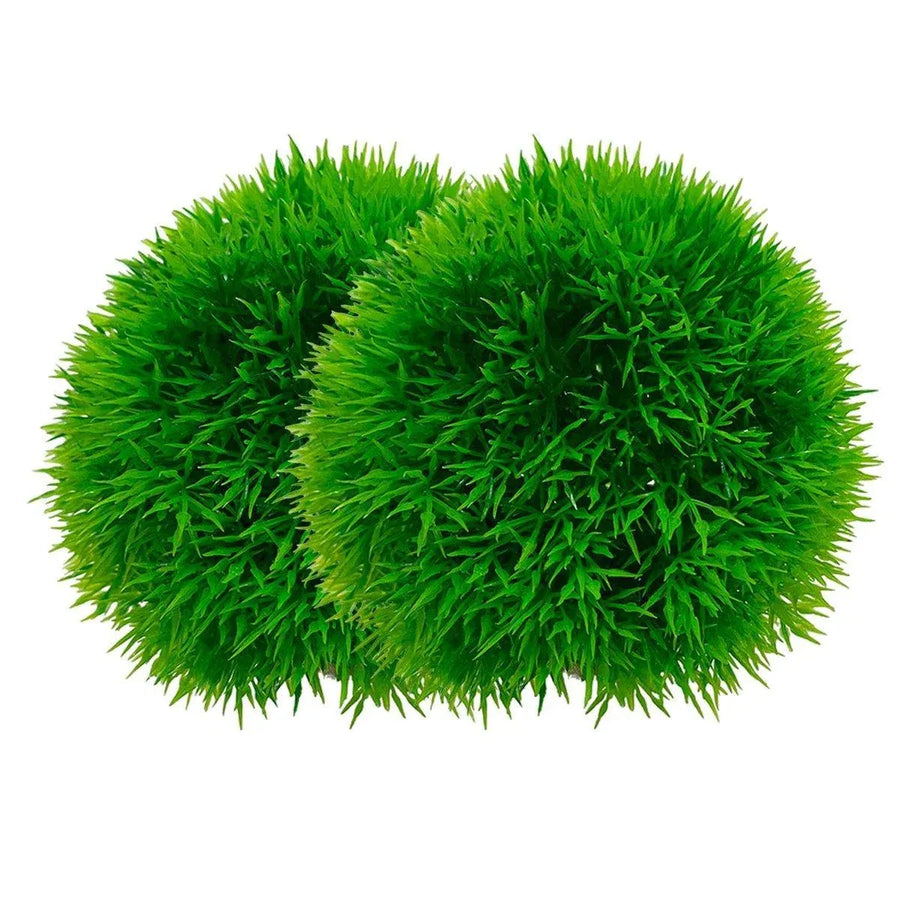 Aquarium Fish Tank Landscape Decoration Plastic Simulation Grass Flower Ball - Large-2pcs