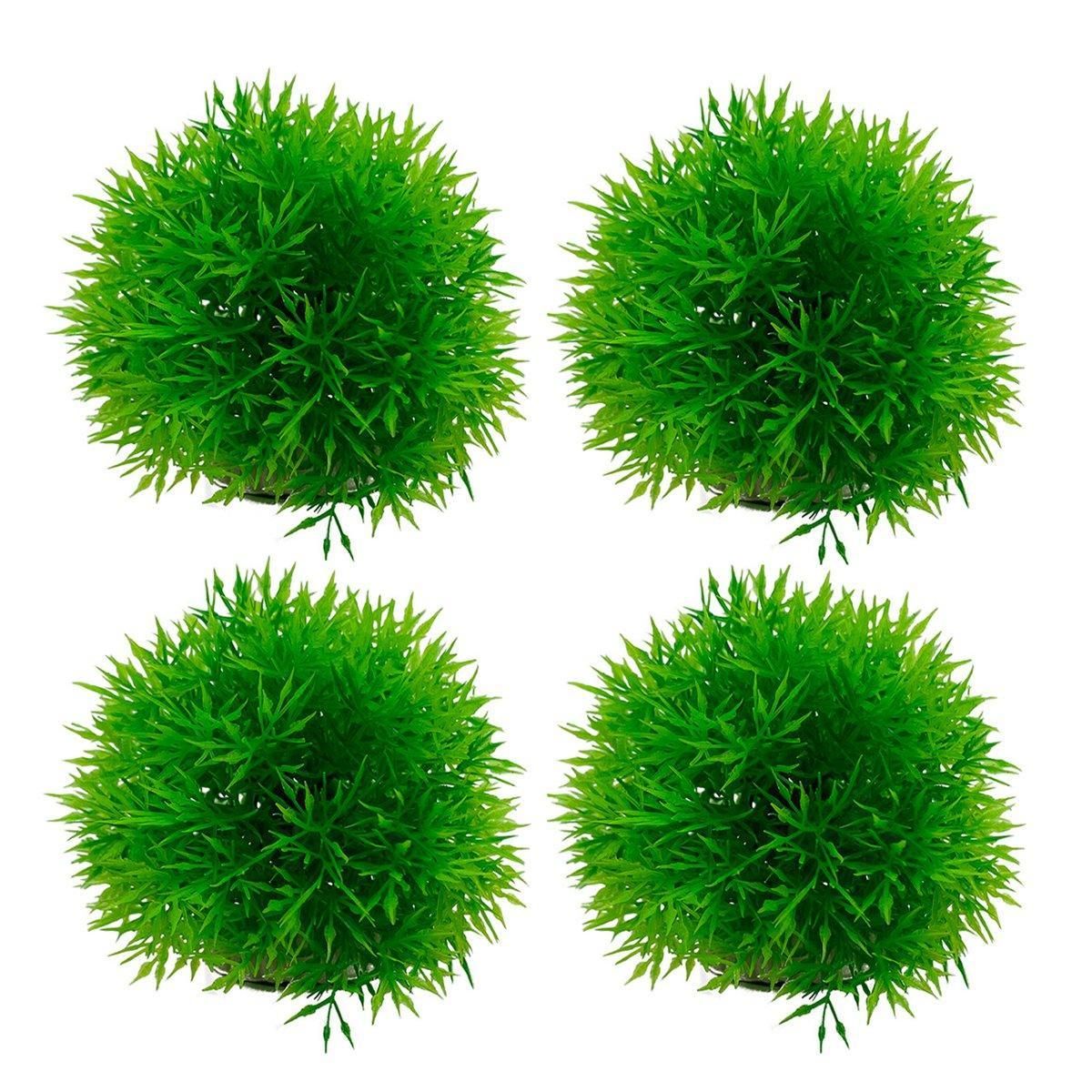Aquarium Fish Tank Landscape Decoration Plastic Simulation Grass Flower Ball - Small-4pcs