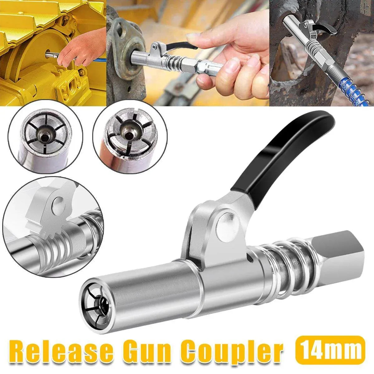 14mm Quick Release Grease Coupler Heavy Duty Lock-On Tip NPT 1/8 10000PSI