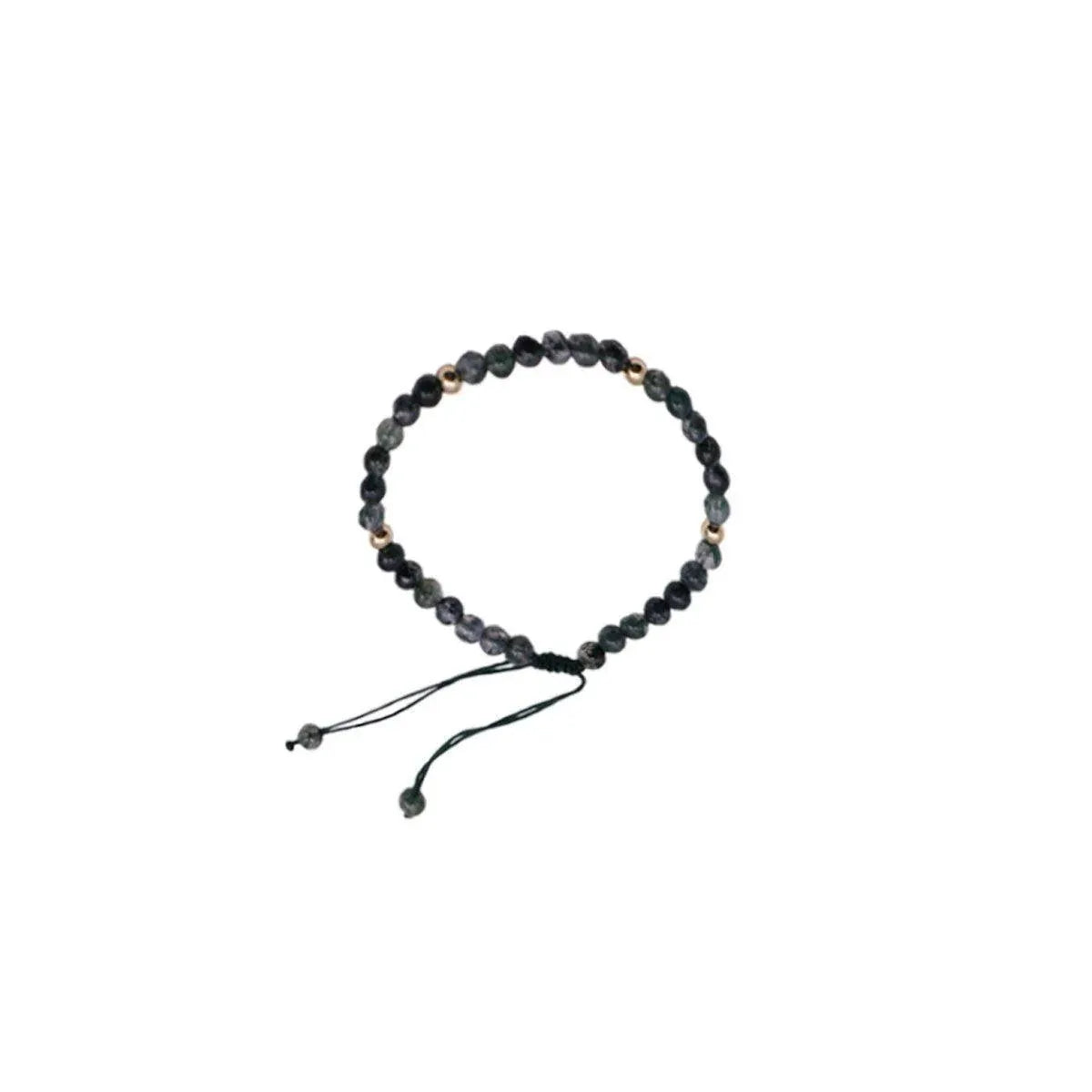 Luxurious Green Aquatic Agate Bracelet Natural Stone Jewelry Elegant Gift - Four gold pearl