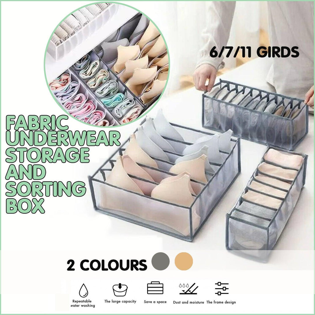 Foldable Drawer Organizer Divider Bra Sock Underwear Storage Closet Wardrobe - Grey with 11 Boxes