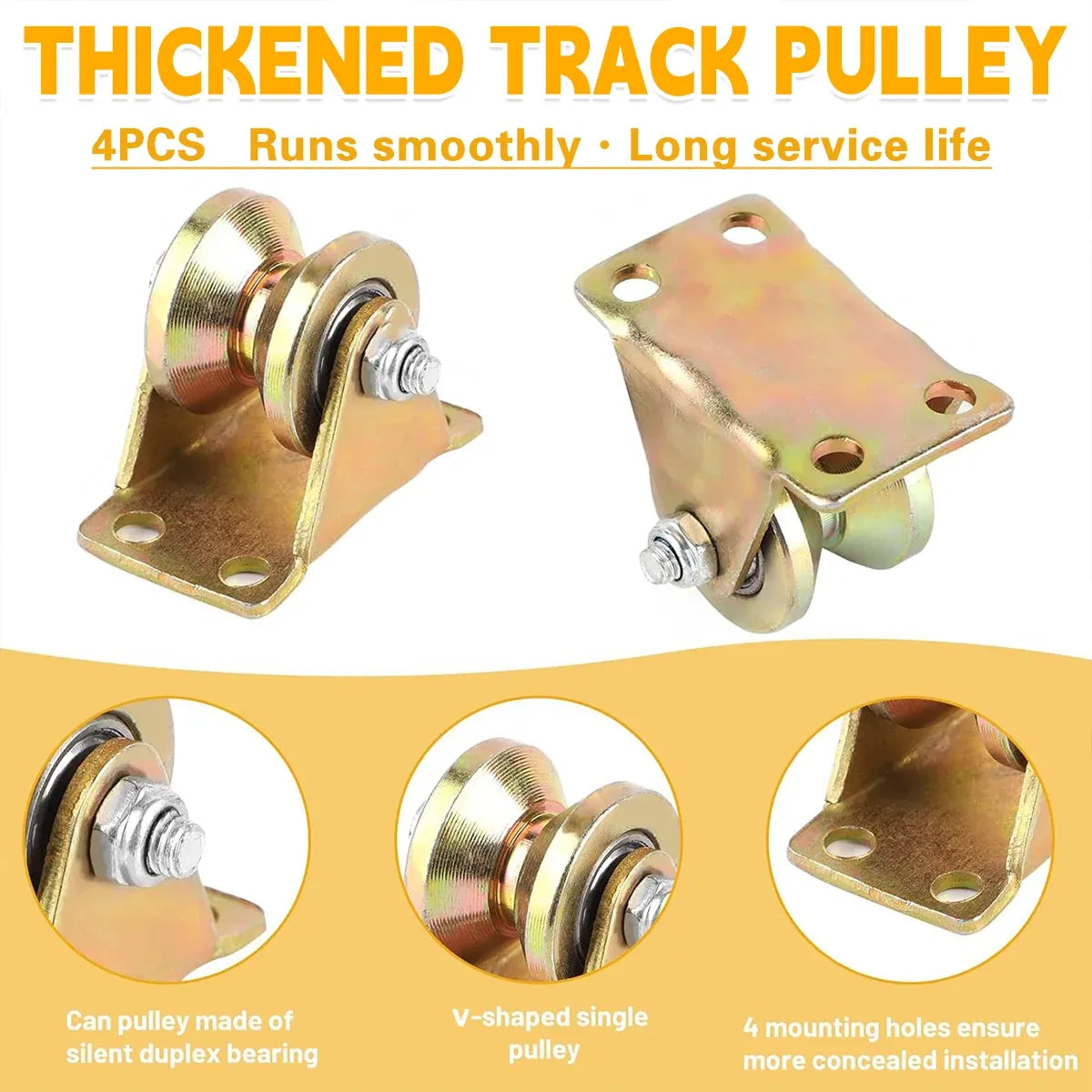 4PCS V-Type Track Wheel Guide Wheel with Bracket Pulley Sturdy Cold-rolled Steel