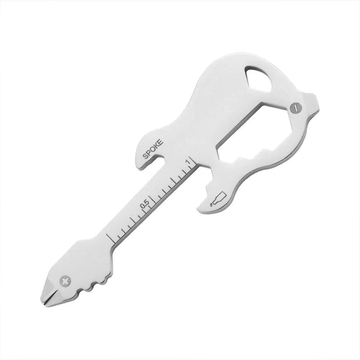 Portable Multi-Tool Key Chain Multi-functional Pocket Tool for Outdoor Camping - Silver