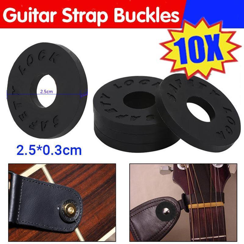 10X Black Guitar Strap Locks Anti-Slip for Acoustic Electric & Bass Guitars
