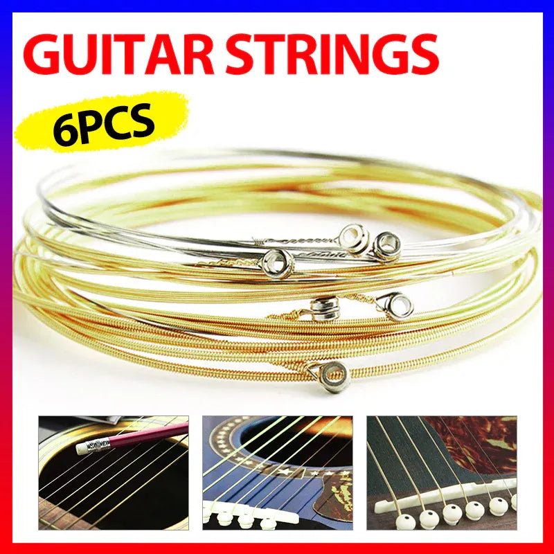Acoustic Music Guitar Strings Steel Premium Light Universal 6 pcs Sent Free Pick