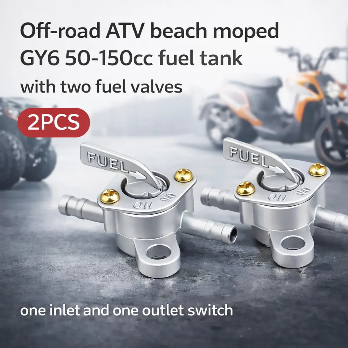 2Pcs Fuel Valve Switch GY6 50-150cc ATV Moped Inline Fuel Tap Inlet Outlet
