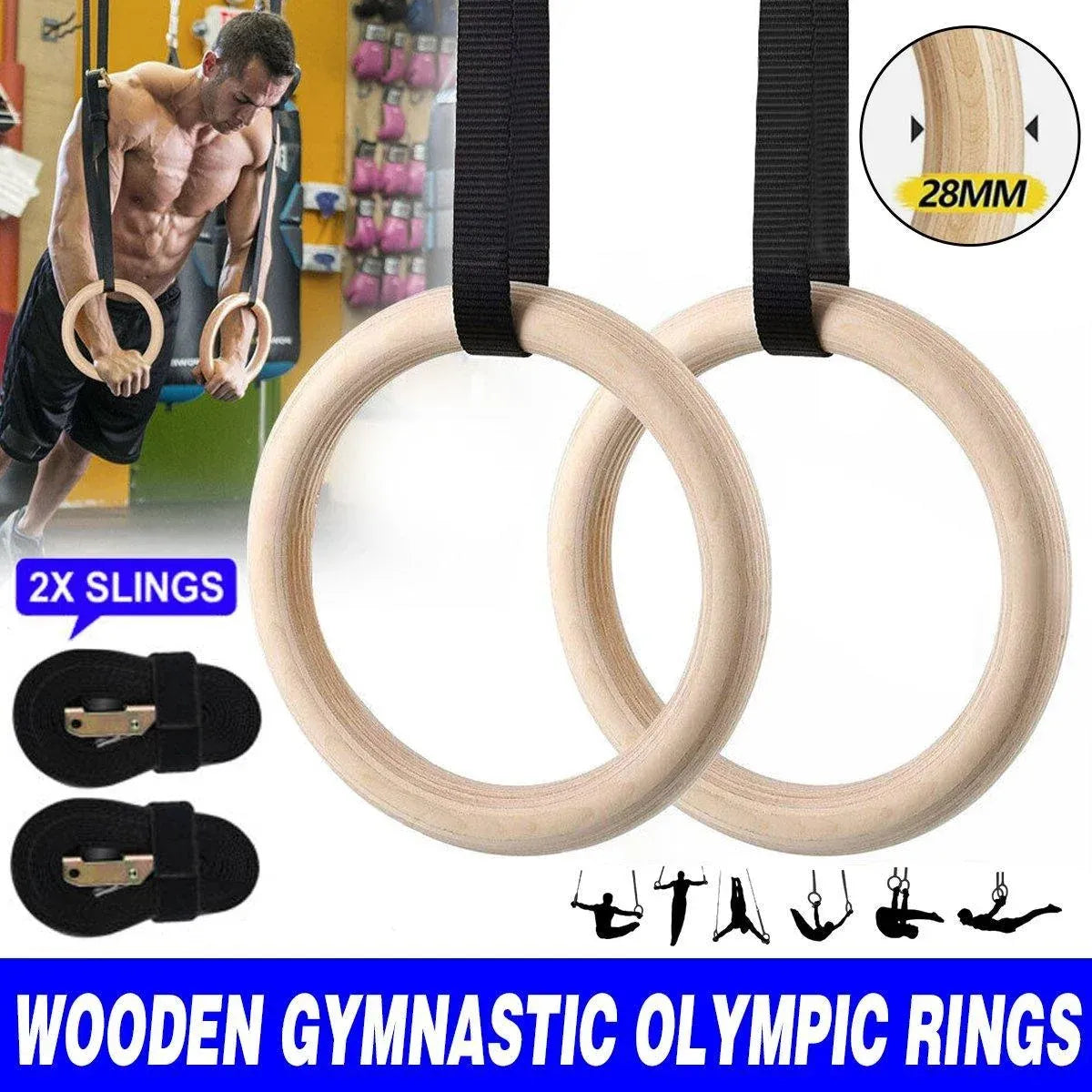 Adjustable Birch Gymnastics Rings for Home Fitness Exercise Equipment