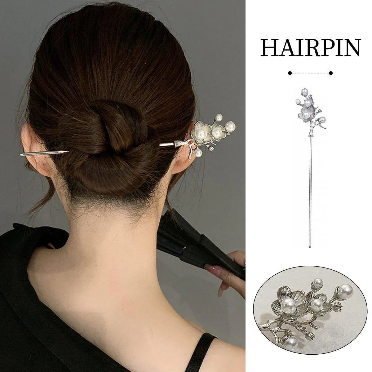 New Chinese Style Hanfu Headdress Imitation Pearl Plum Fringe Hairpin