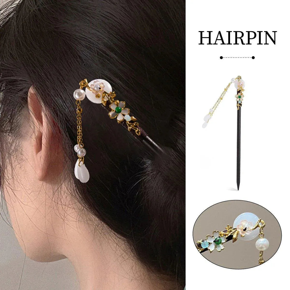 Traditional Chinese Style Moon Fringe Hairpin Women Hanfu Hair Accessories