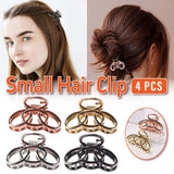 4PCS Small Three-Ring Metal Hair Grab Clip for Women in 4 Colours Zinc Alloy
