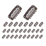 30pcs Wig Snap Clips for Hair Extension Weft 32mm All Colors Hair Styling - Brown
