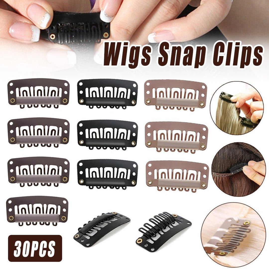 30pcs New Wig Snap Clips for Hair Extension Weft 32mm All Colors Hair Styling - Brown