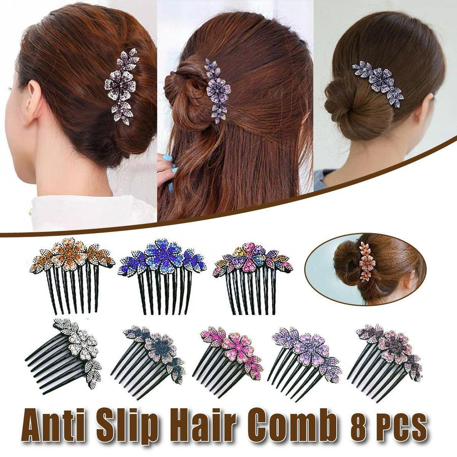 8Pack Rhinestone Hair Comb Non-Slip Simple All-Match Hair Accessories Fork Comb