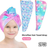 2PCS Mermaid Microfiber Hair Drying Cap Quick-Dry Soft Shower Hat