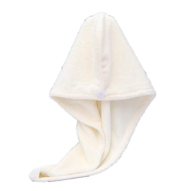 Fast Dry Hair Cap Wrap Towel Quick Drying Turban Bath Head Magic Wrap Hat Spa Au - White