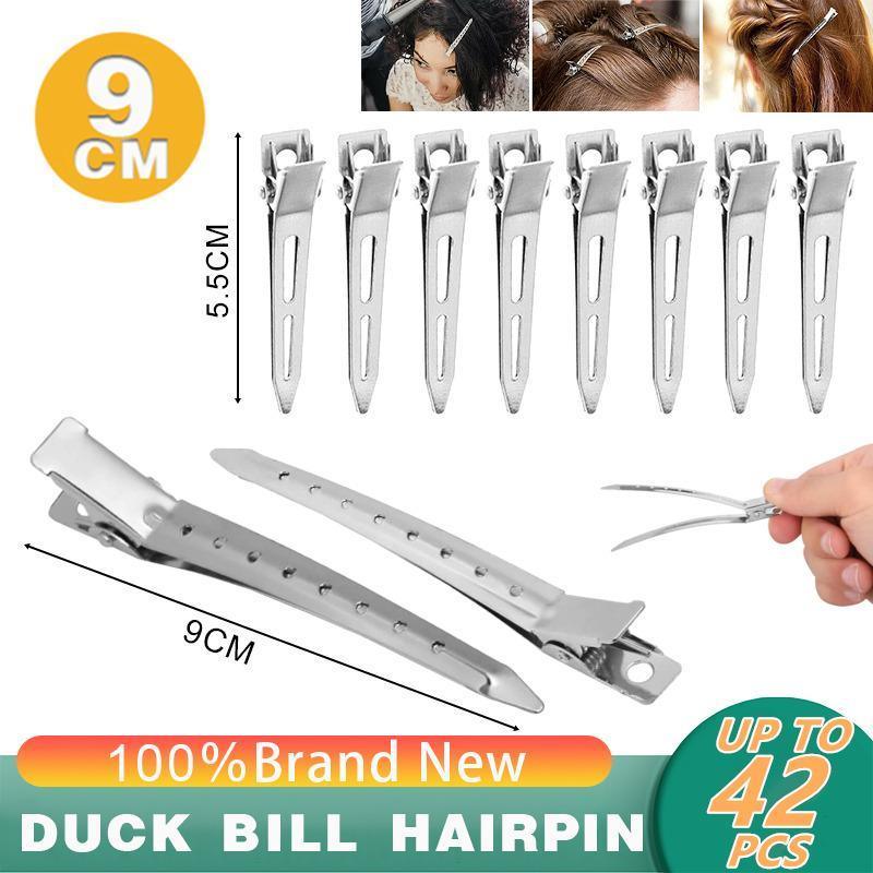 6-54X 9cm Hairdressing Sectioning Hair Clips Duck Bill Hairpin Salon Metal Curl Clips - 12PCS