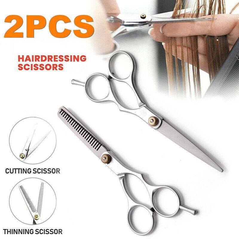 2Pcs Hair Cutting Thinning Scissors Set 6 Inch Salon Barber Shears Tool Kit