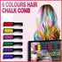 6 Colours Washable Hair Chalk Comb Kit Temporary Hair Dye for Parties and Events
