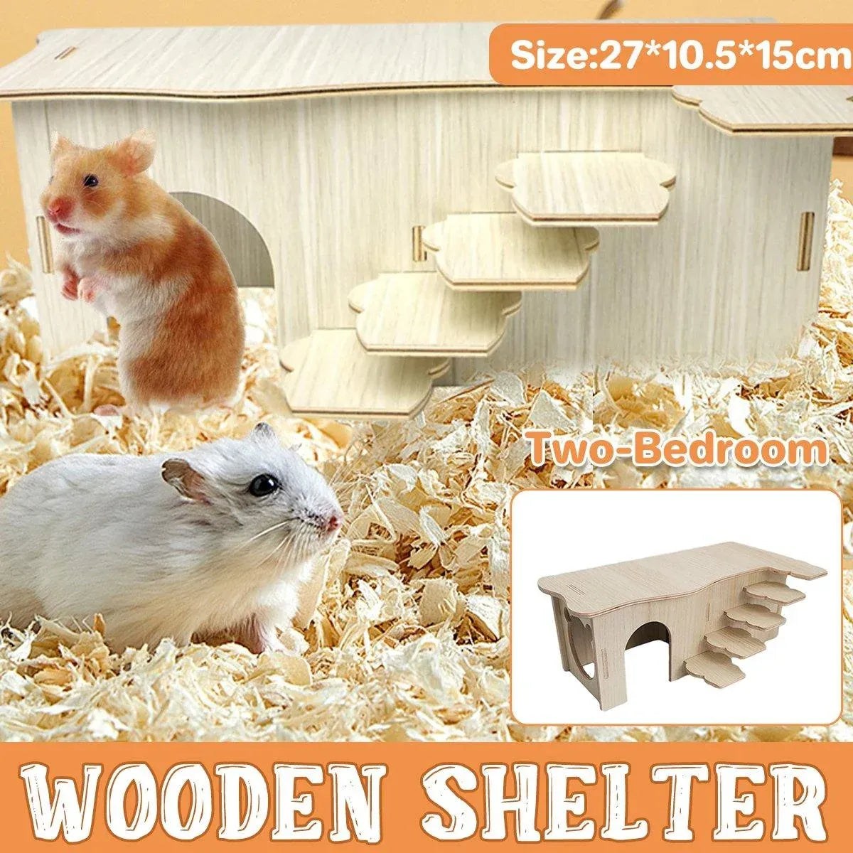 Wooden Multiroom Hamster Maze House Hiding Habitat Playhouse for Small Pets