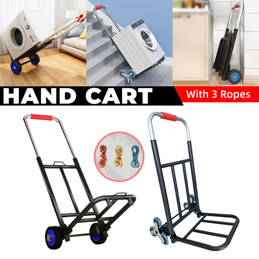 Folding Hand Trolley Heavy Duty Solid Wheel or Stair Climber Tri Wheel for Moving - Flat Ground