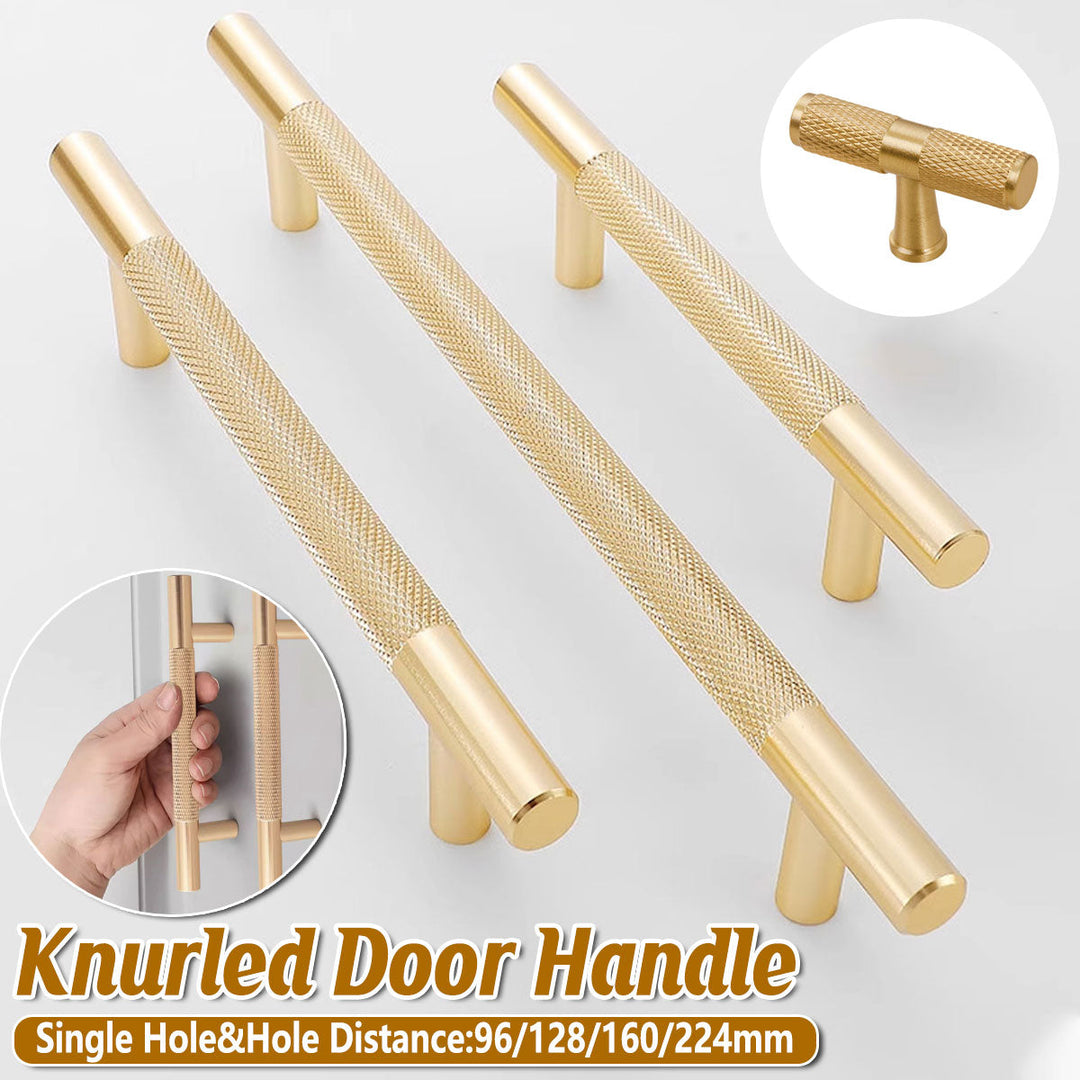 Light Luxury Cabinet Handle Full Copper Gold Straight Knurled Drawer Door Pull - 128mm