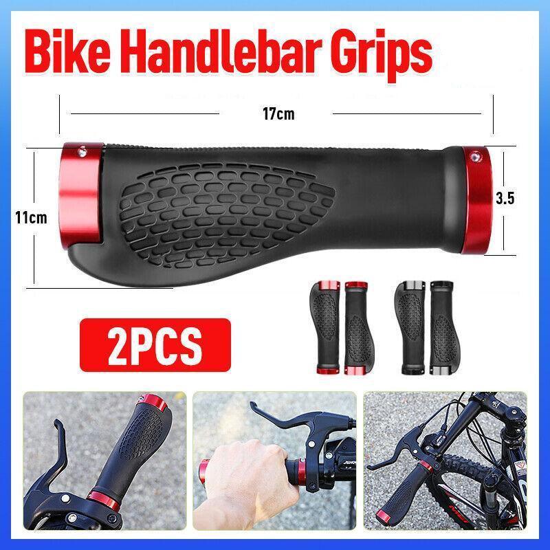 Cycling Lock-On Mtb Ergonomic  Mountain Bike  Rubber  Grips Bicycle Handlebar Au - Red