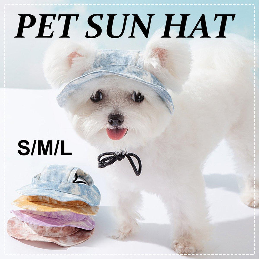 Adjustable Pet Hat with Cute Leaky Ears Sunscreen Fisherman Hat Four Seasons Use - Orange Red - M