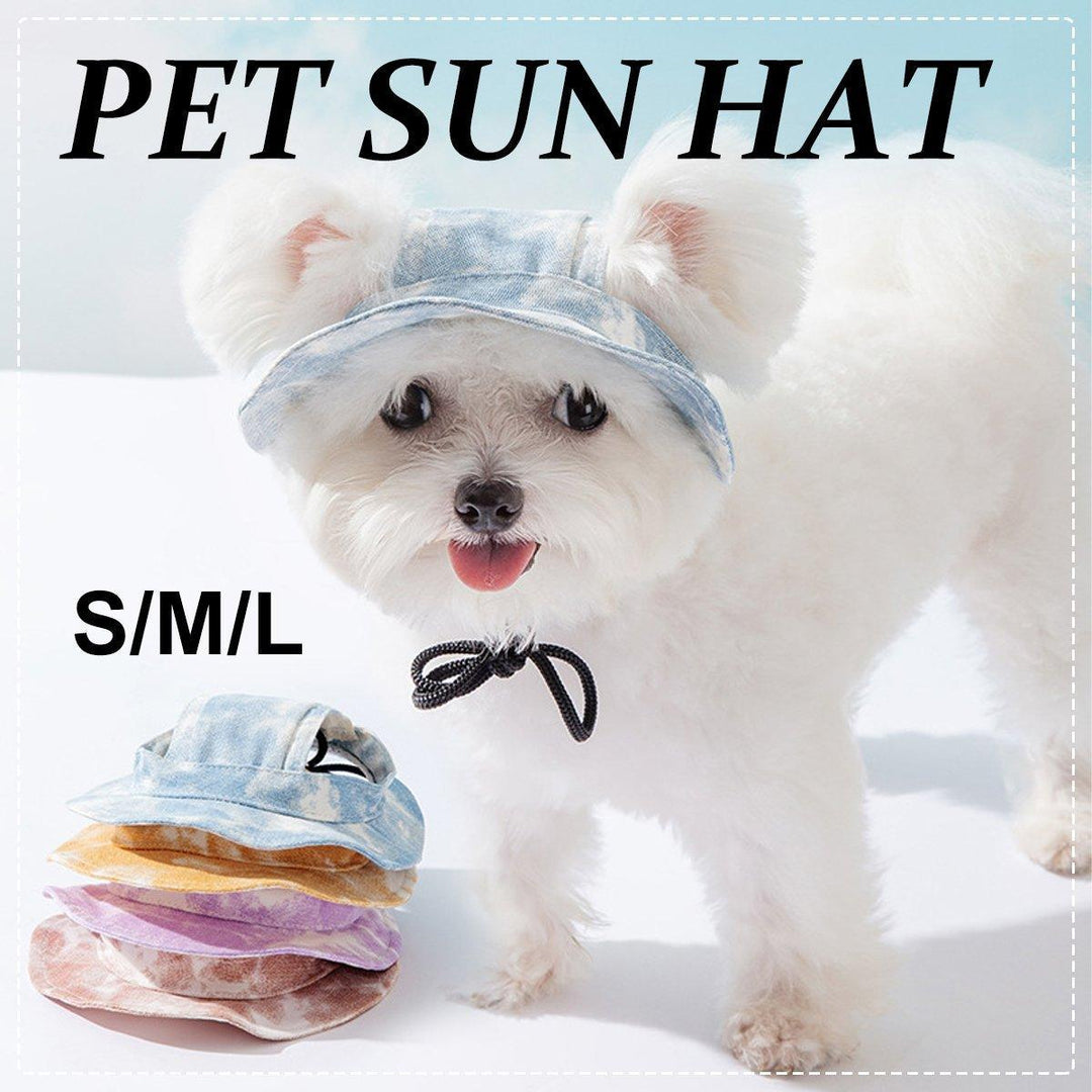 Adjustable Pet Hat with Cute Leaky Ears Sunscreen Fisherman Hat Four Seasons Use - Orange Red - S