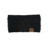 Winter Knitted Headband Crochet Ear Warmer Hair Wrap Turban Style for Women - Black