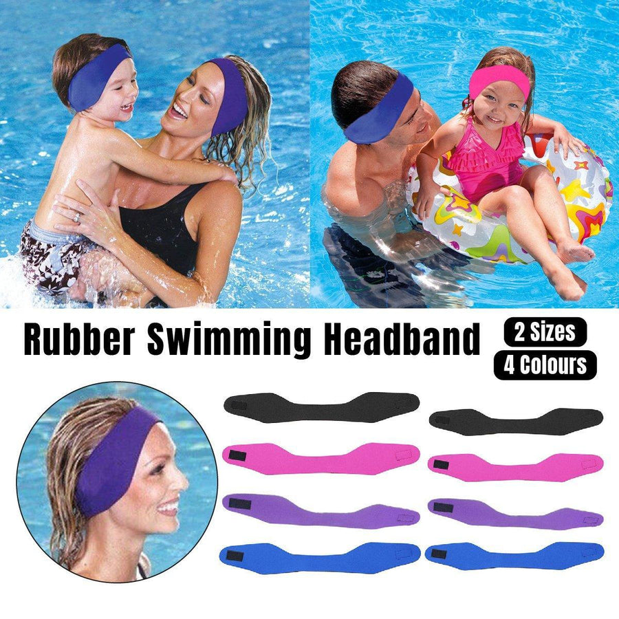 Adjustable Waterproof Swimming Headband for Ear Protection Unisex Diving Use - Red-M